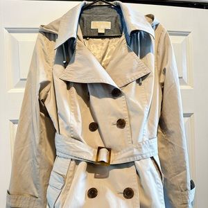 Michael Kors 3/4 Length Tan Trench/Rain coat with hood.